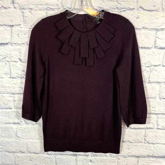 Vintage Ann Taylor Sweater 100% Extra Fine Merino Wool Size XS Petite 3/4 Sleeve - Picture 4 of 5